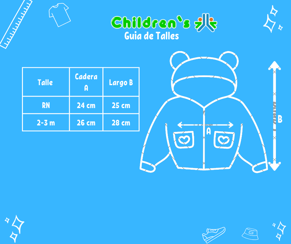 Guia de talles Campera de Algodón con Capucha