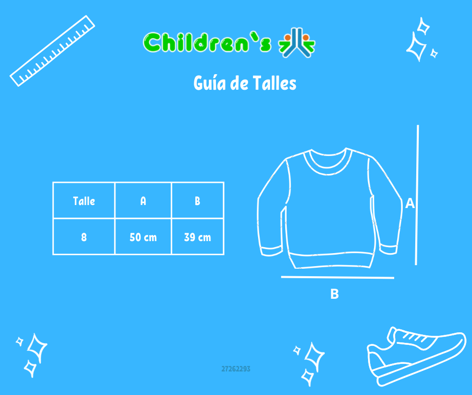 Tabla de talles — Buzo de Algodon Frizado Sin Capucha Estampado