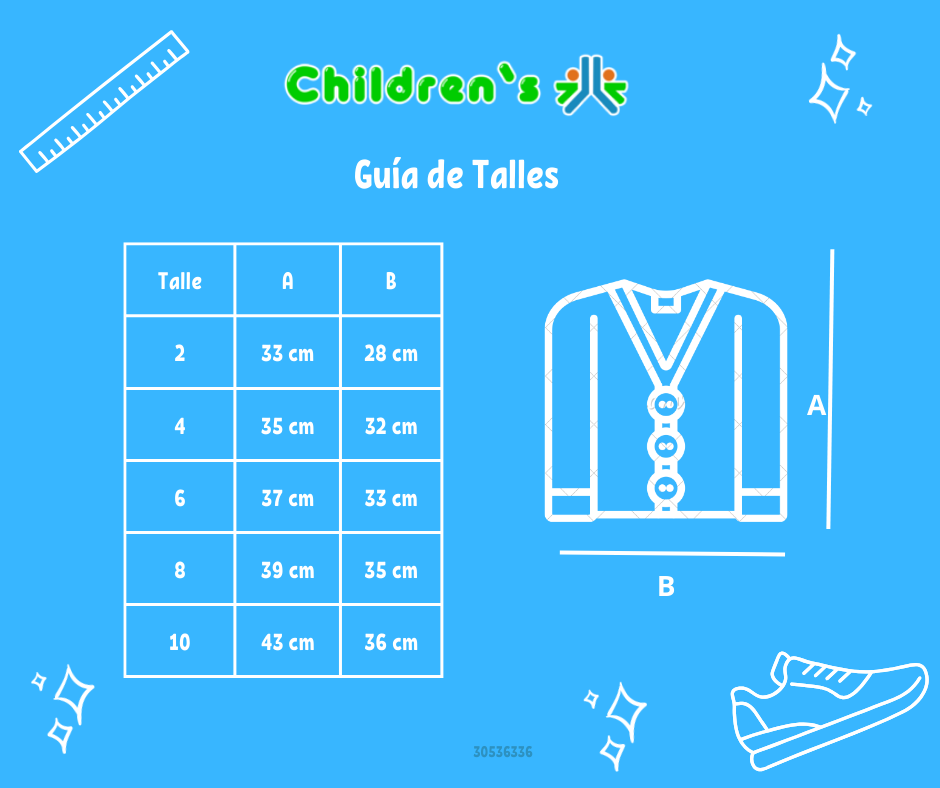 Guia de talles Saquito de Cashmilon Tejido con  Flores Bordadas en Relieve