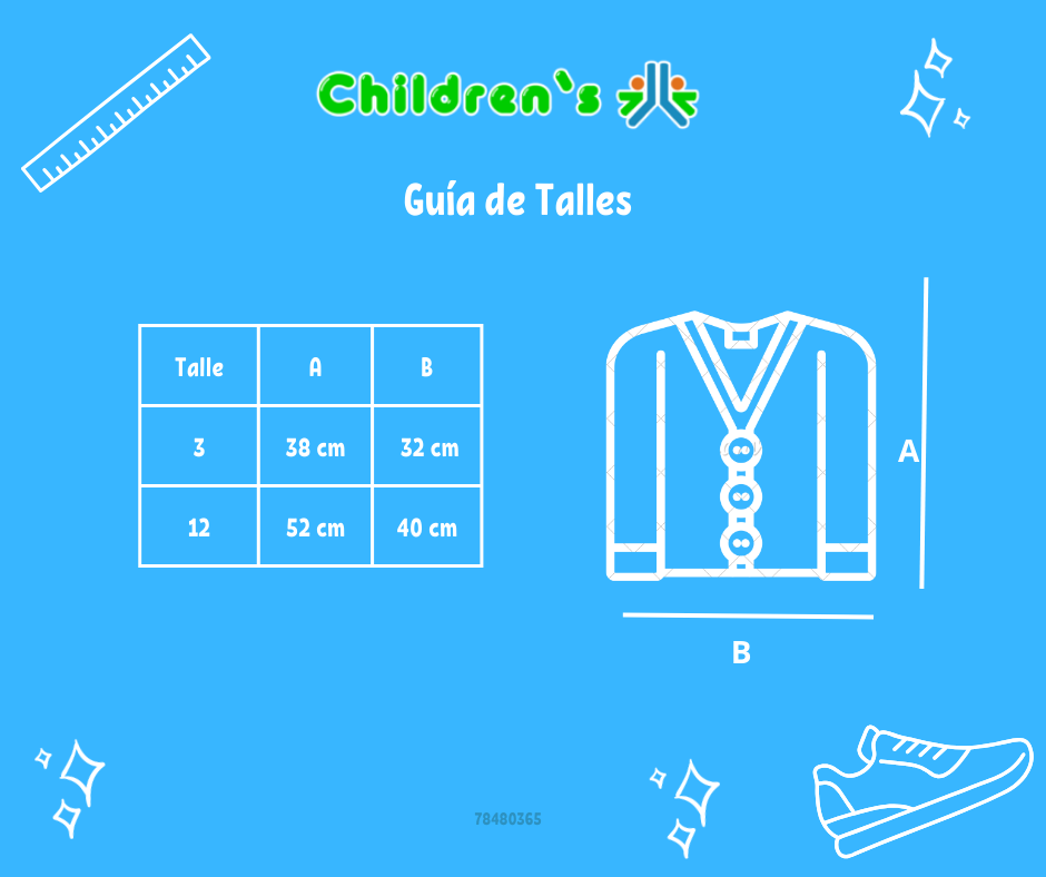 Guia de talles Saquito de Cashmilon Tejido Liso