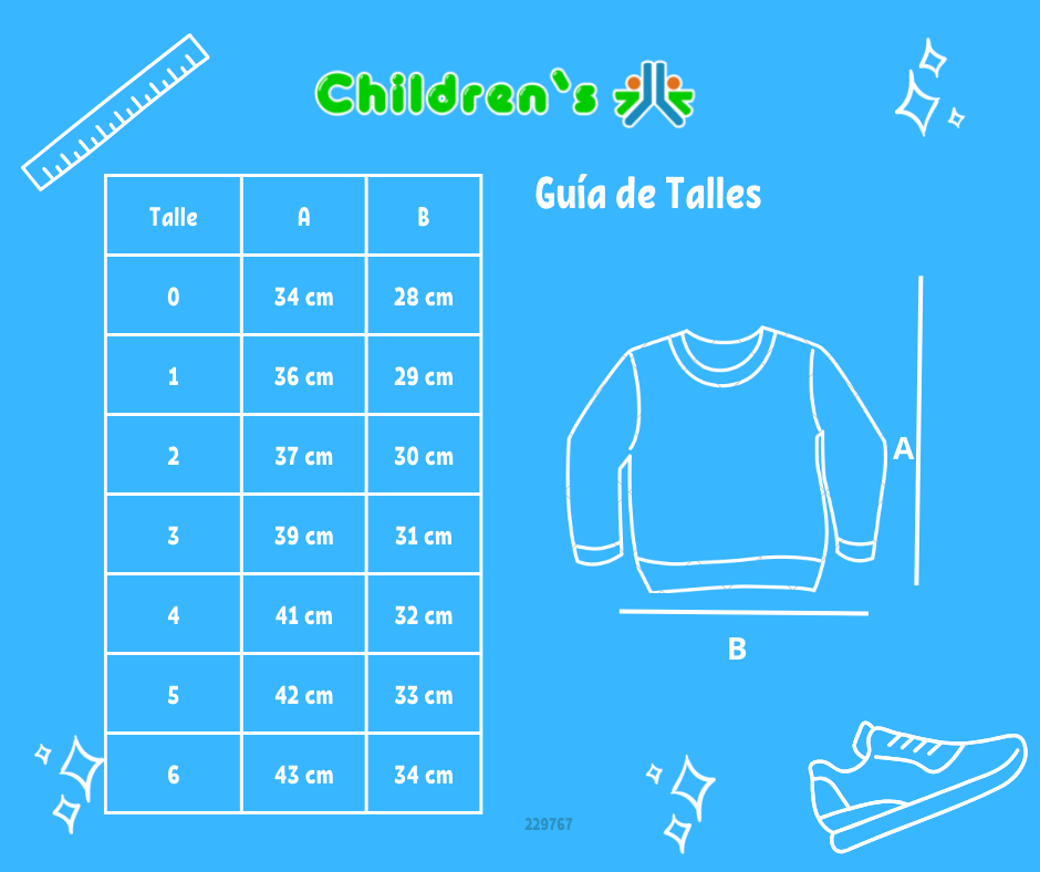 Guia de talles Buzo de Friza Fantasia Nena