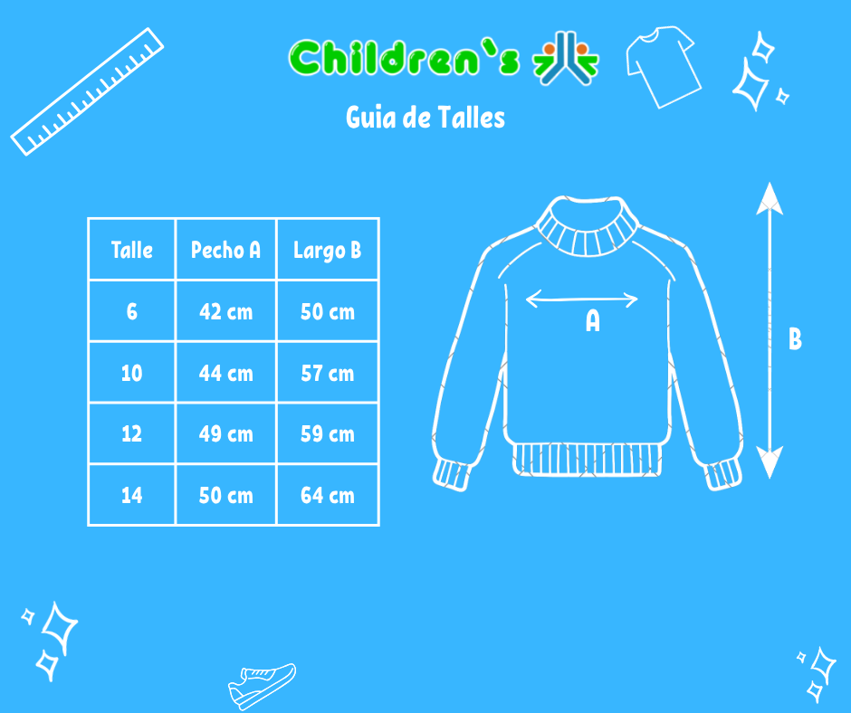 Guia de talles Buzo Polar Liso con Cuello y Bolsillo Frontal