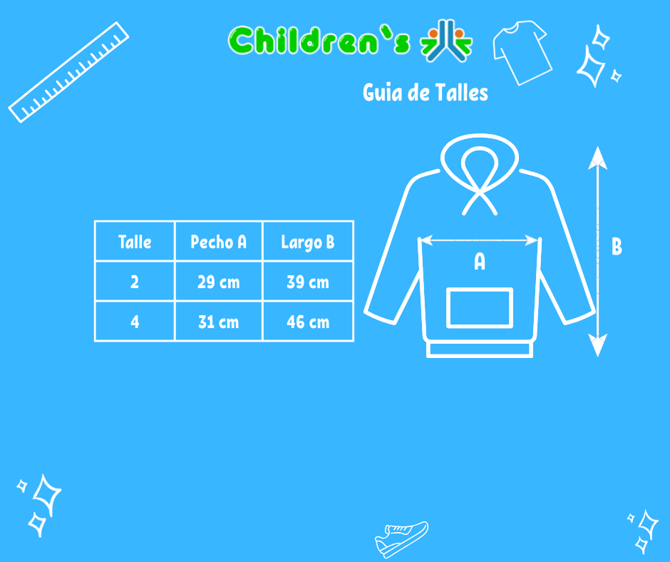 Guia de talles Buzo 1/2 Polera Micropolar Bordado muñeca