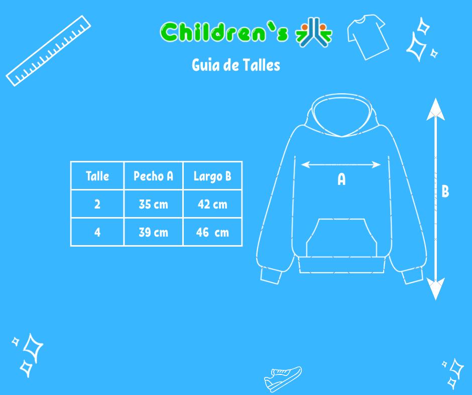 Guia de talles Buzo Polar con Cierre y Osos Bordados