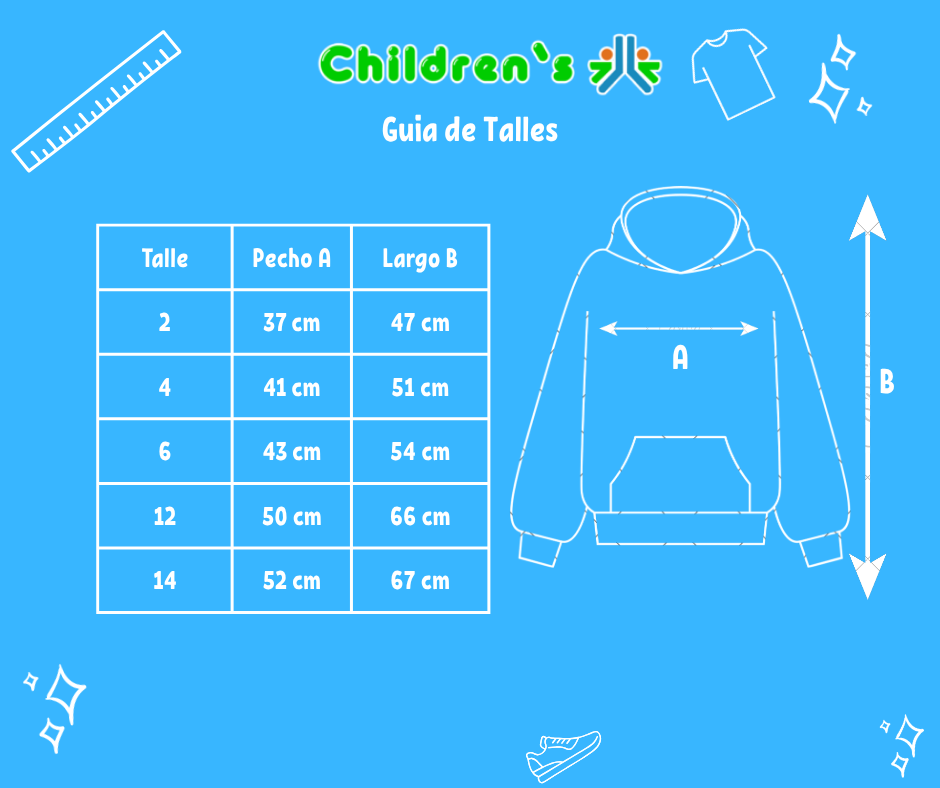 Guia de talles Buzo de Polar Soft con Cierre Bordado DTN