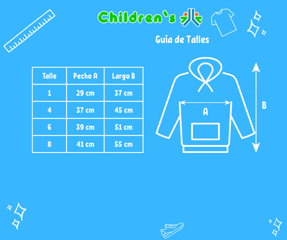 Guia de talles Buzo Polar con Cierre Bordado Girls Flor