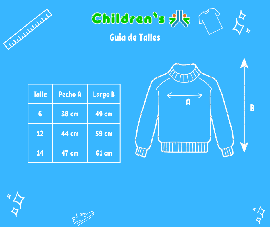 Guia de talles Buzo Polar con Cierre Liso