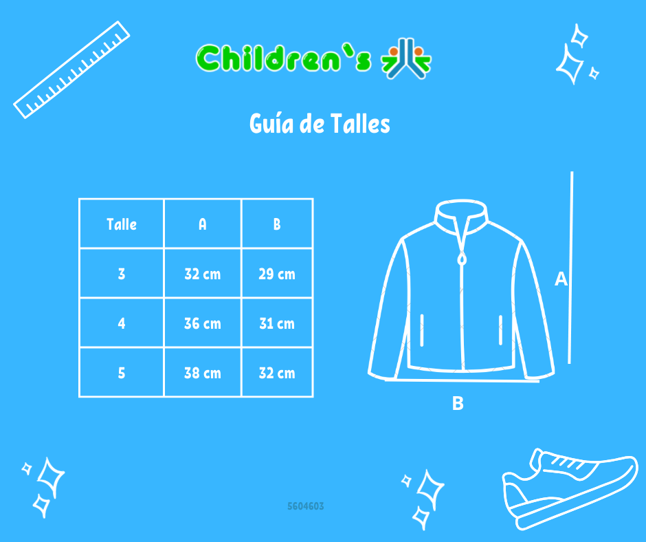 Guia de talles Campera Tejida con Cierre y Capucha Bordado Corazones Chicos