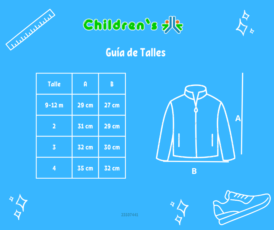 Guia de talles Campera Tejida con Cierre Rayado