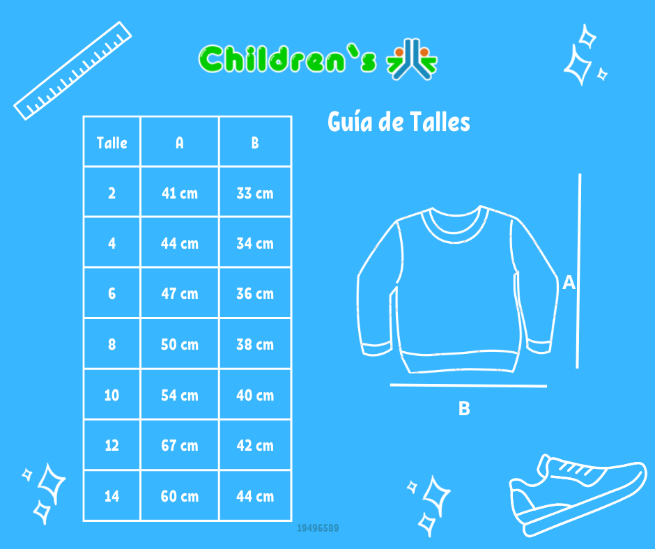 Guia de talles Buzo Frizado Nena Fantasia