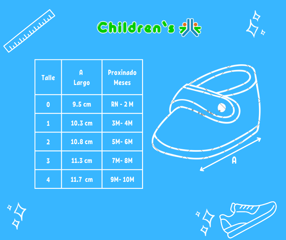 Guia de talles Sandalia Tela Jeans velcro y sin base