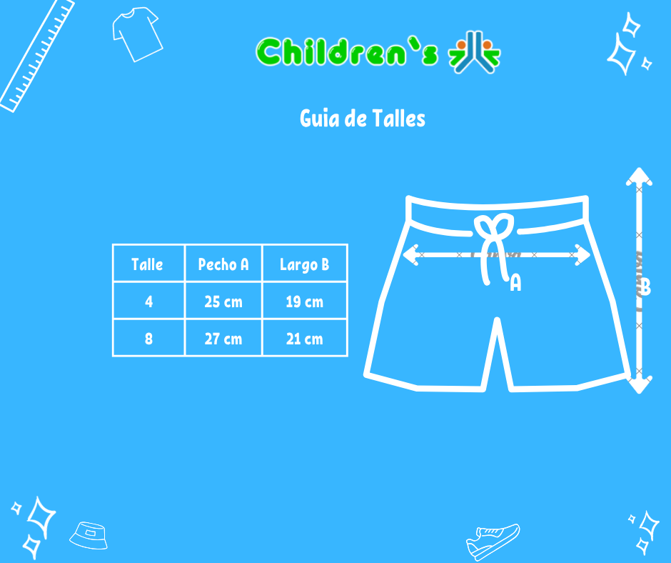 Guia de talles Short Elastico Estampado Patines