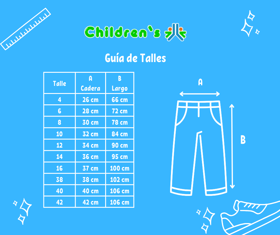 Guia de talles Pantalon Colegial Chupin - Ceolon