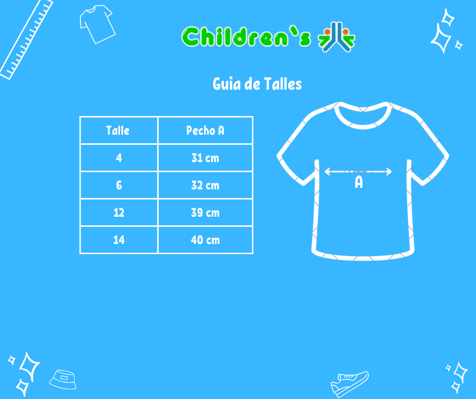 Guia de talles Remera Nena Manga Corta Love Corazones