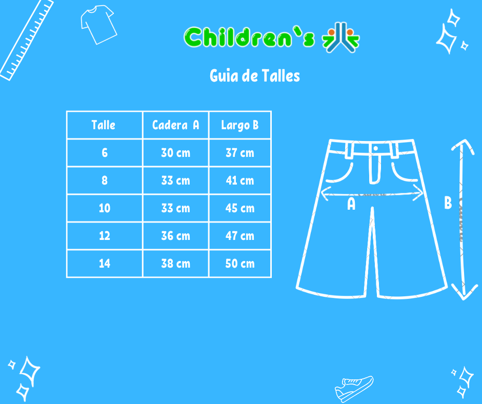 Guia de talles Bermuda Gabardina Elastizada Color Con Cintura  Elaslizada