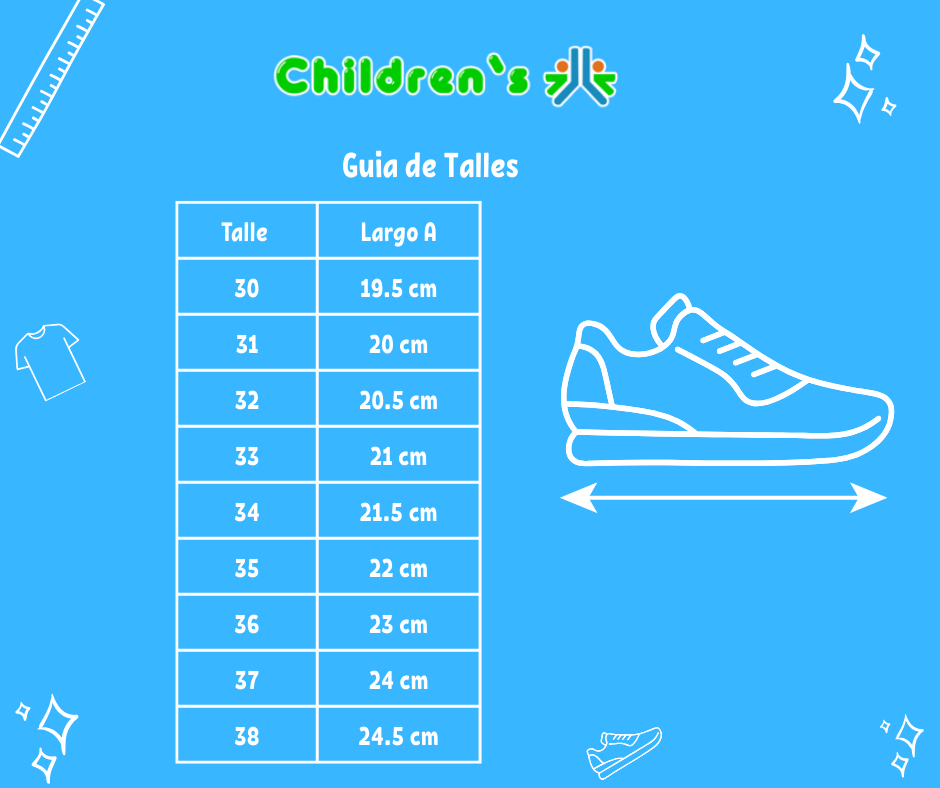 Guia de talles Zapatilla Cuero Doble Velcro