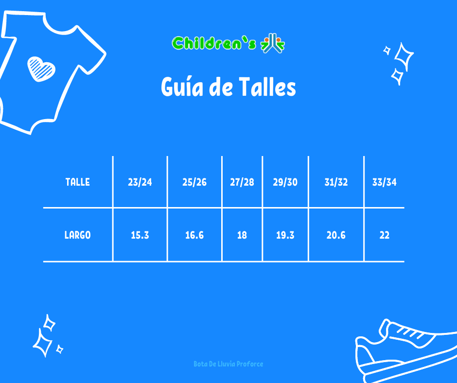 Guia de talles Bota De Lluvia Estampada