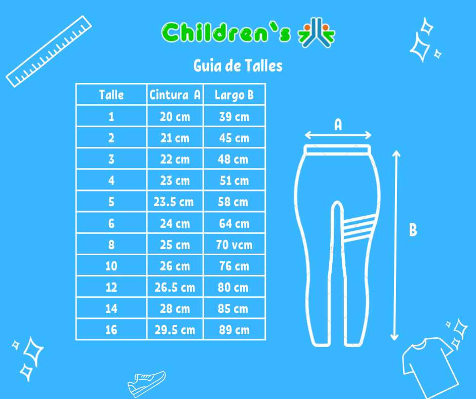 Guia de talles Calzas Termicas Estampadas Corazon