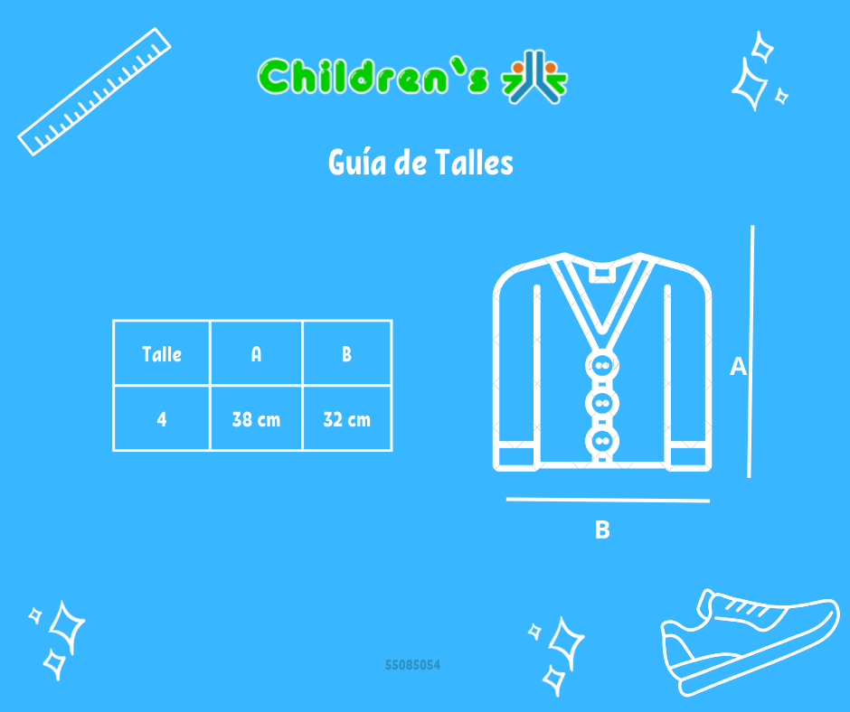 Guia de talles Saquito de Cashmilon Escote en V con Punto Ingles