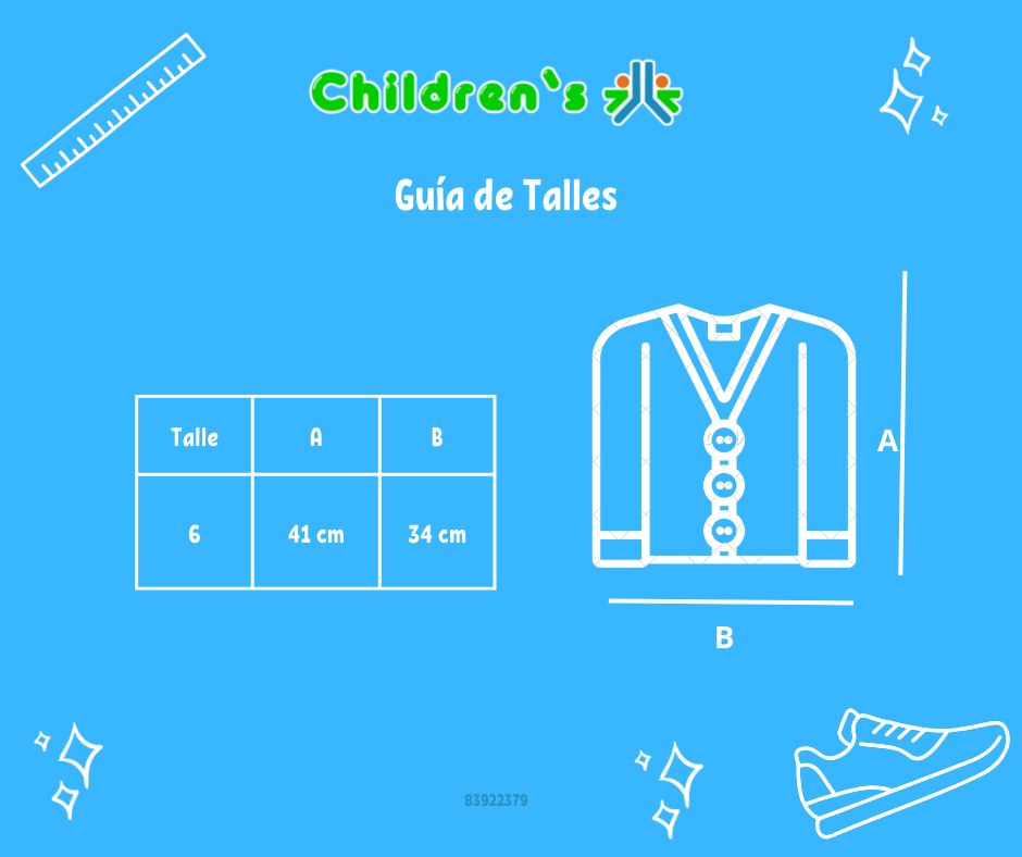 Guia de talles Saco Tejido Mohair con Ochos y Bordado, terminacion al Crochet, boton con Strass