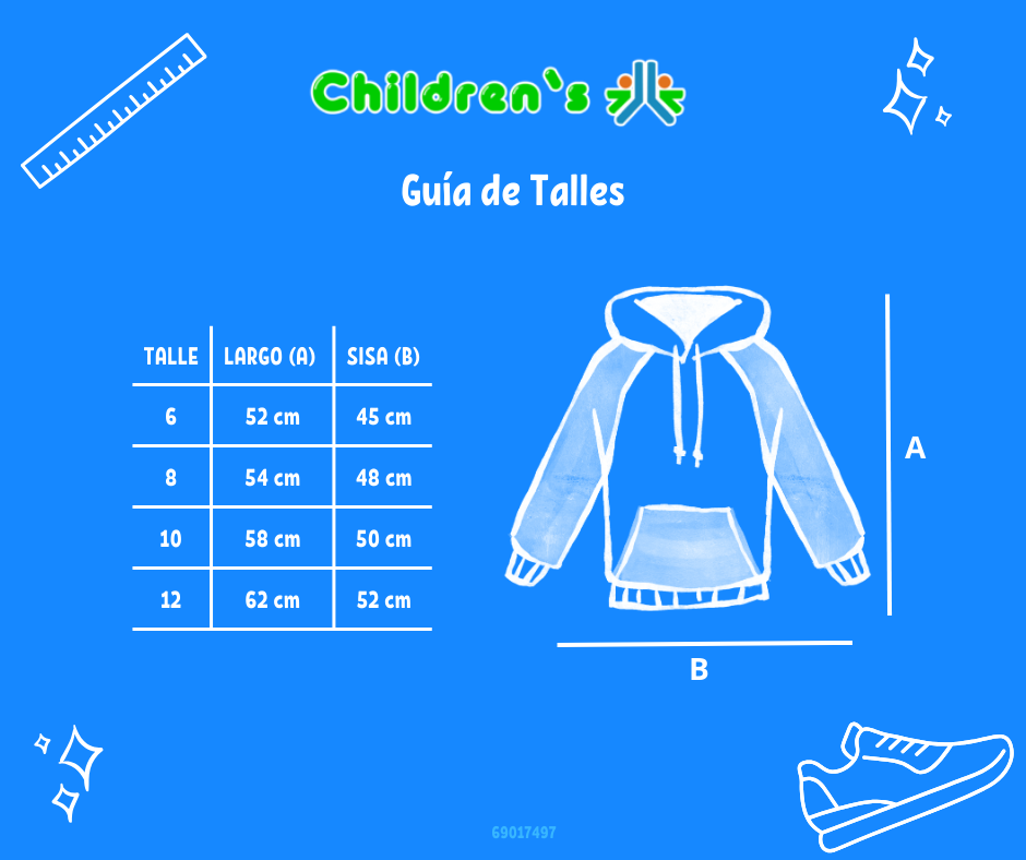 Guia de talles Buzo de Friza con Capucha Unicornio