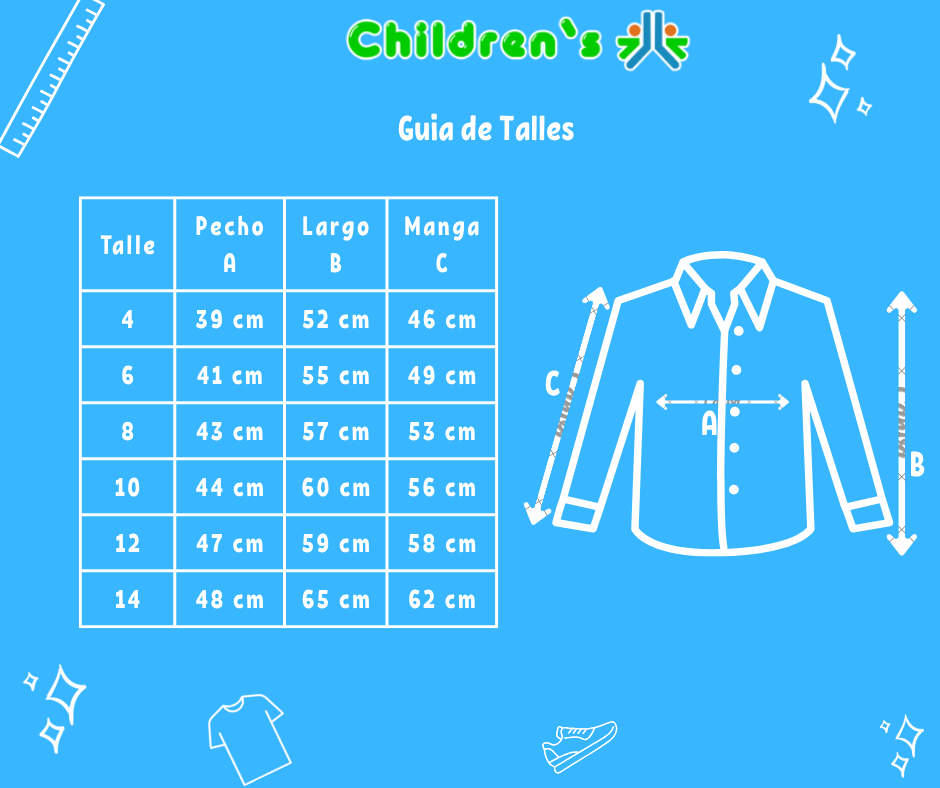 Guia de talles Camisa Escocesa Acrocel Manga Larga
