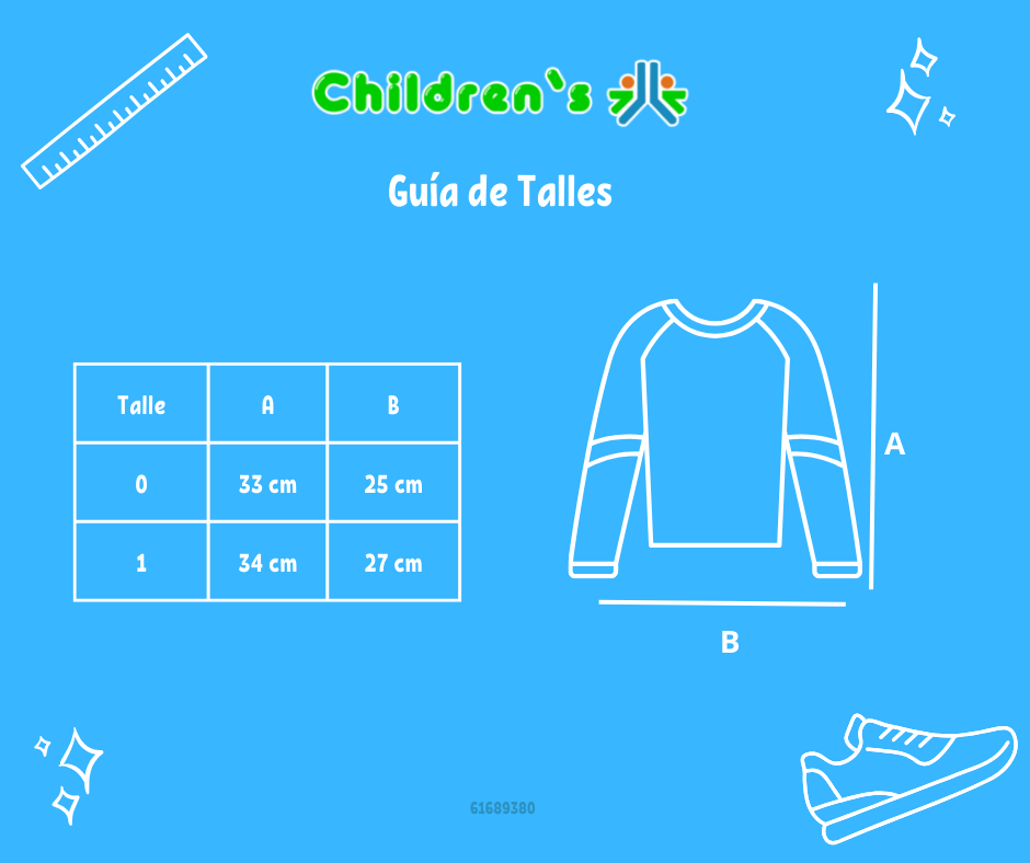 Guia de talles Remera Manga Larga RBA mangas de otro color