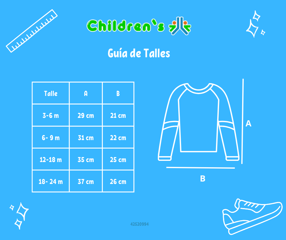 Guia de talles Remera Manga Larga Estampado a lunares algodon modal