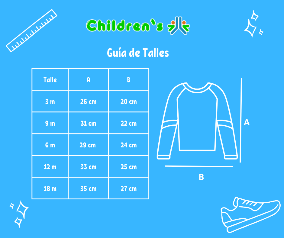 Guia de talles Remera Manga Larga Bordada collar rococo