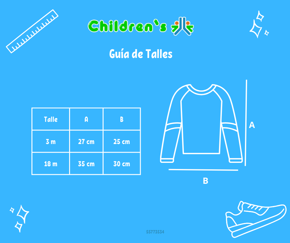 Guia de talles Remera Manga Larga Rayada Estampado Gato