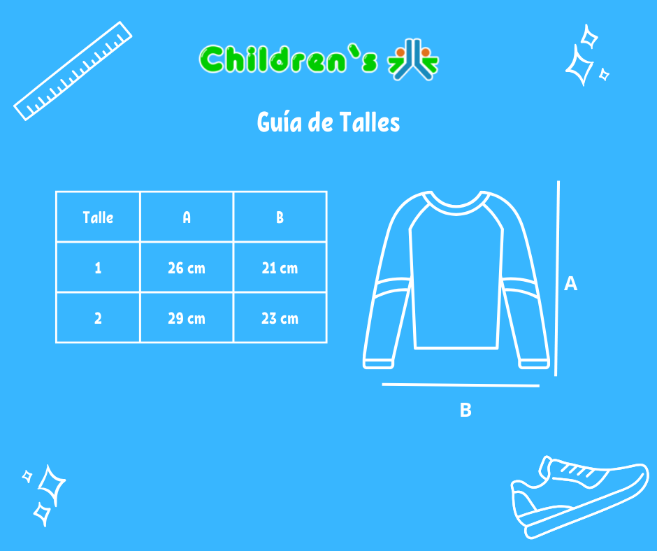 Guia de talles Remera Manga Larga Estampado Hada y estrellas