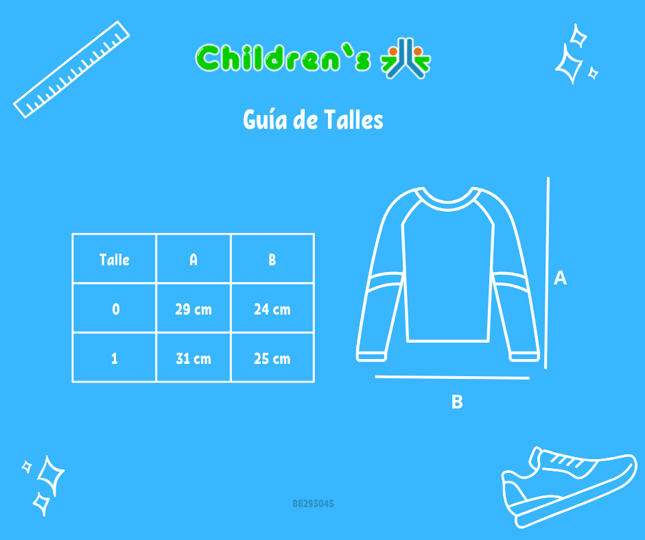 Guia de talles Remera Manga Larga Bordadas Con flores y mangas rayadas