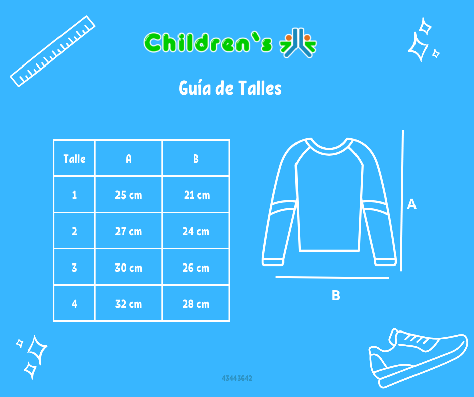 Guia de talles Remera Manga Larga Rayada Combinada