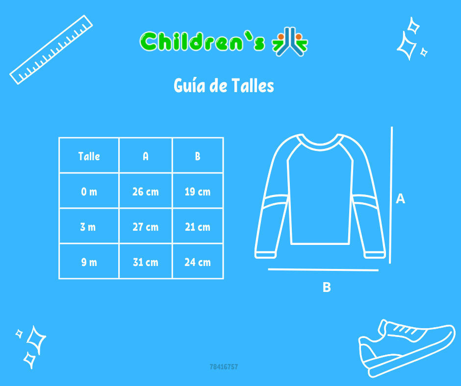 Guia de talles Media Polera de algodon rayada con broche en el cuello