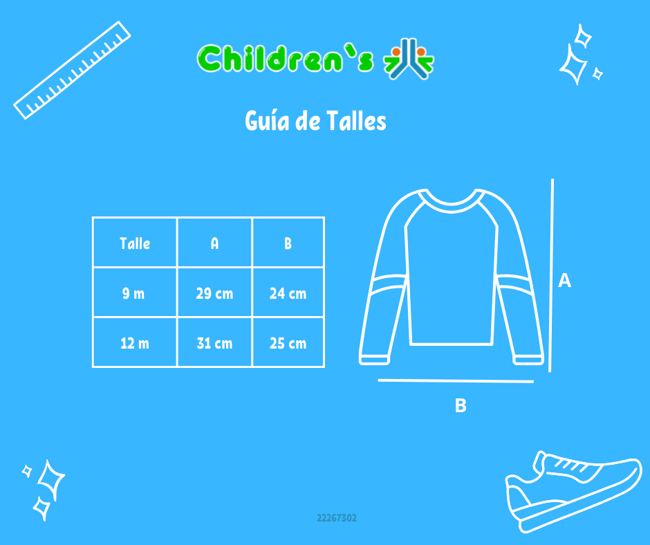 Guia de talles Remera manga larga de algodón bordada