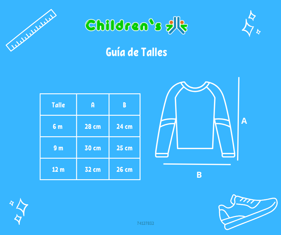 Guia de talles Remera Manga Larga franja estampada Osito