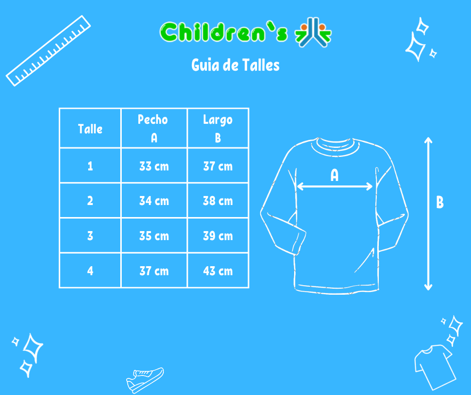 Guia de talles Buzo Plush Estampado