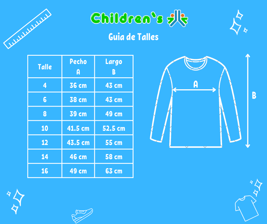 Guia de talles Buzo Plush Nena Estampado