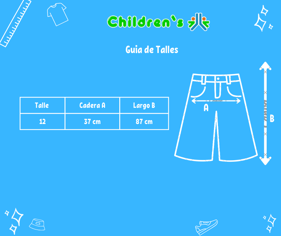 Guia de talles Pantalon Gabardina Cargo con Bolsillos