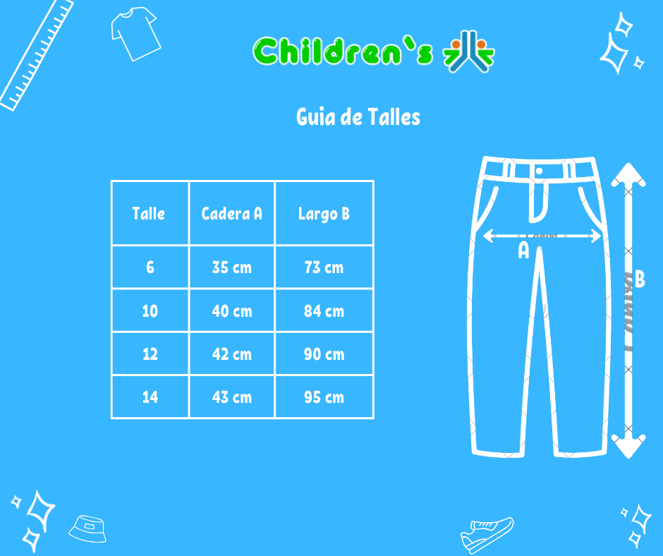 Guia de talles Pantalon Gabardina Con Recortes Y Pespuntes - CHILD