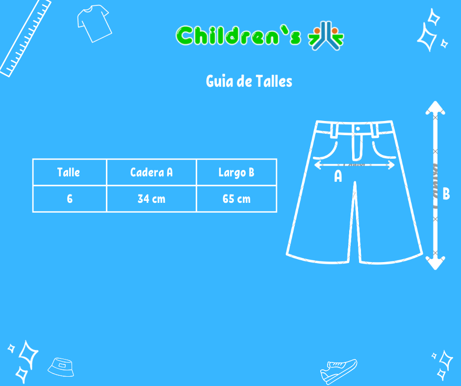 Guia de talles Pantalon Gabardina Cargo con Rayas al Costado