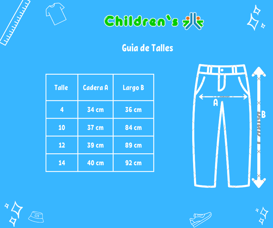 Guia de talles GUNS - BABY BOY Pantalón Gabardina Pinzado