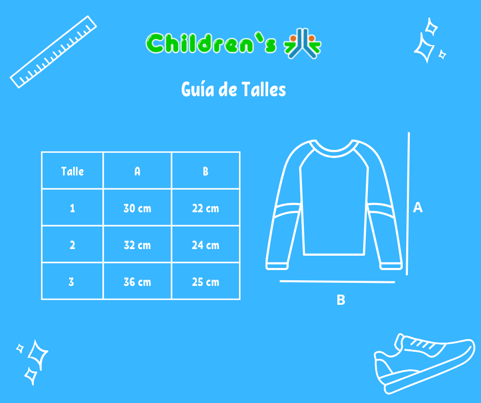 Guia de talles Remera Manga Larga Rayada con broche Varon