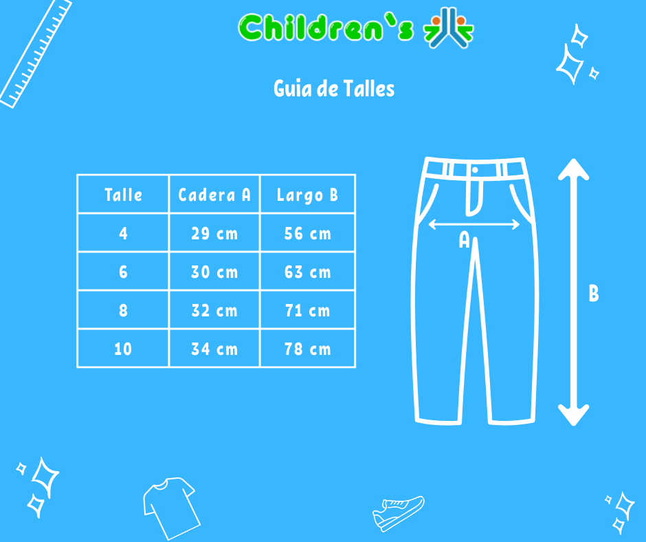Guia de talles Pantalón Gabardina Spandex