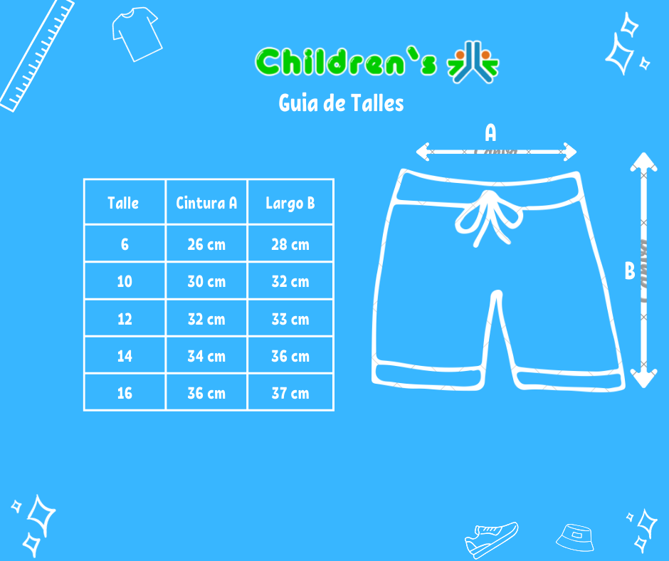 Guia de talles Short De Baño Estampado Con Cintura Elastizada de Poliestre Con Suspensor