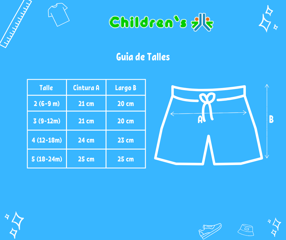 Guia de talles short Rustico Liso