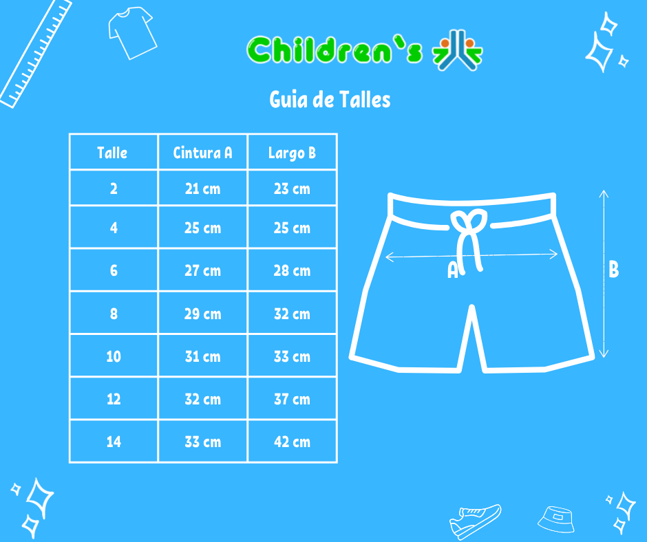 Guia de talles short Rustico Liso