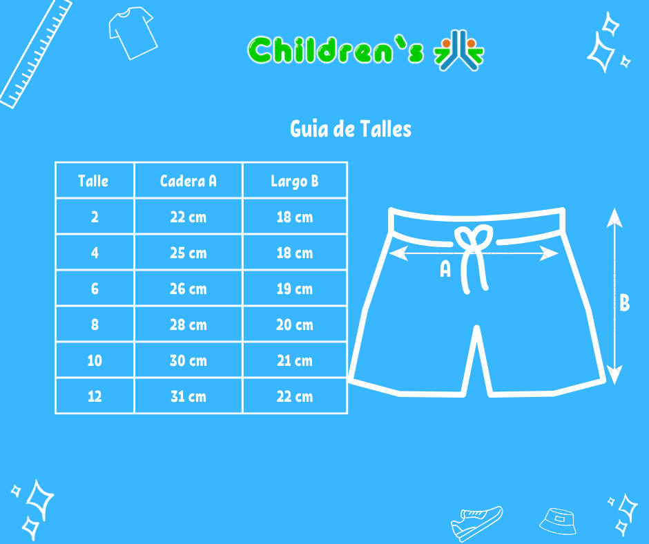 Guia de talles Short De Lycra Estampado Forrado