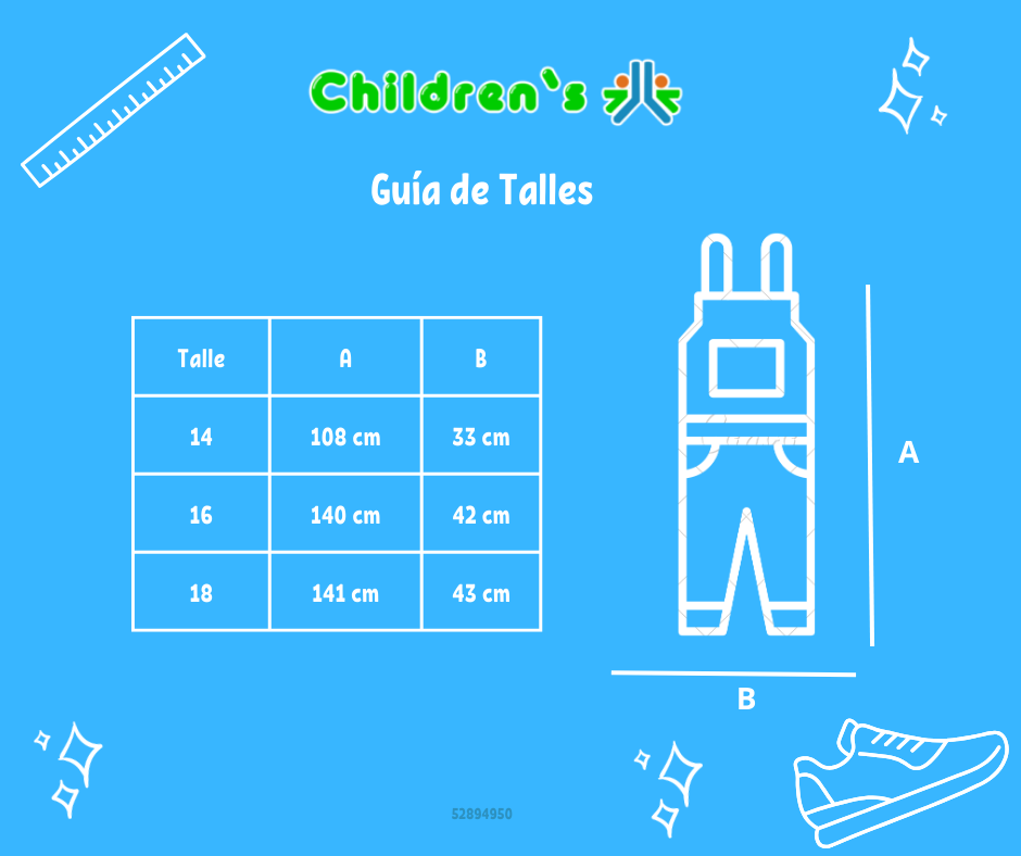 Guia de talles Jardinero de Gabardina Largo con detalles Flores