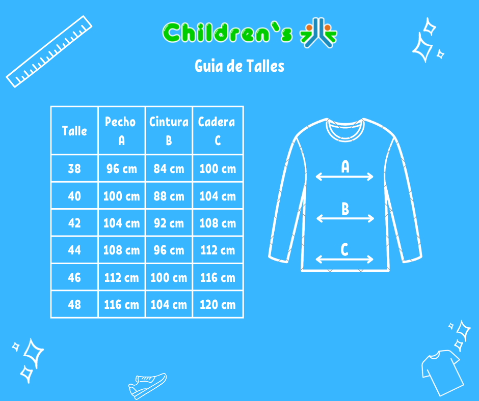 Guia de talles Camiseta termica escote en V - manga corta